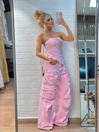 Top tomara que caia Rosa Bebe