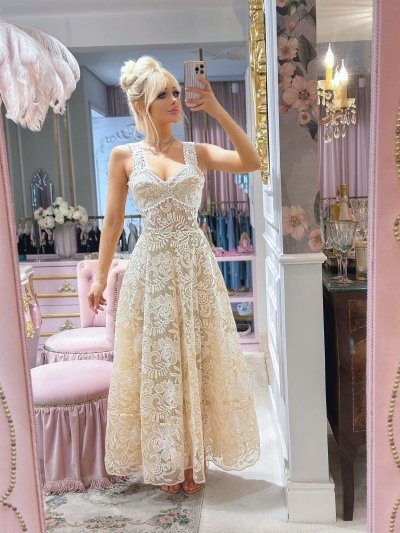 Vestido Midi Guipir Pérola